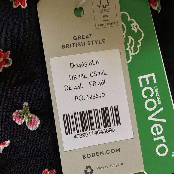 NWT BODEN Long Sleeve Flippy Mini Dress Black Floral Print - Picture 6 of 8